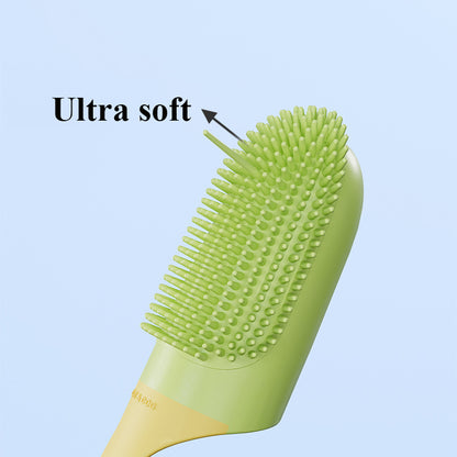 Brosse à dents en silicone pour chiens et chats, parfaite pour le brossage doux.