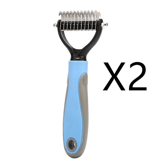 Brosse double face en acier inoxydable pour toiletter chiens et chats.
