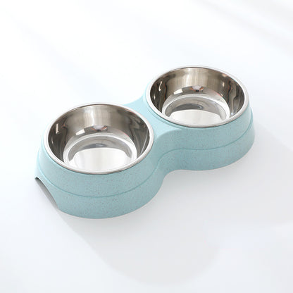 Gamelle double en acier inoxydable pour chiens et chats, pratique.