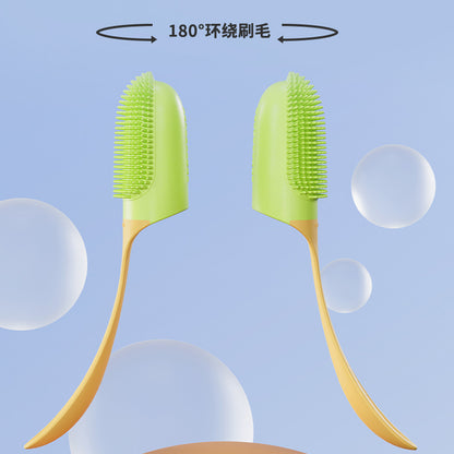 Brosse à dents en silicone pour chiens et chats, parfaite pour le brossage doux.