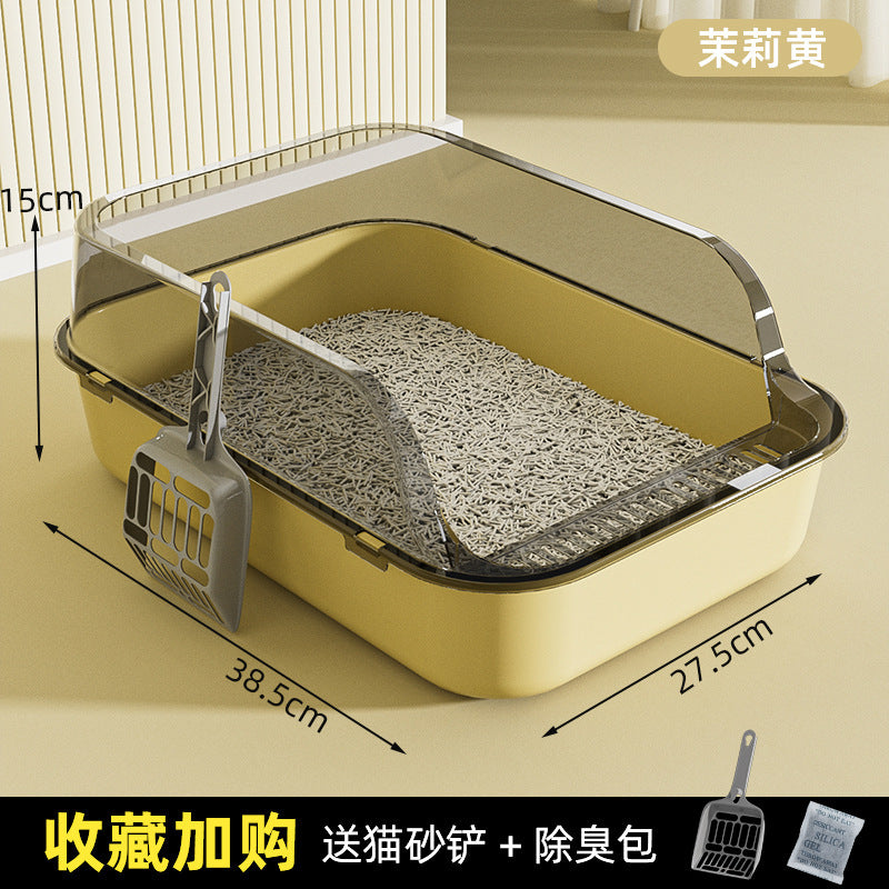Litière extra-large semi-fermée pour chats, anti-odeur