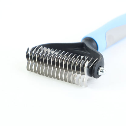 Brosse double face en acier inoxydable pour toiletter chiens et chats.