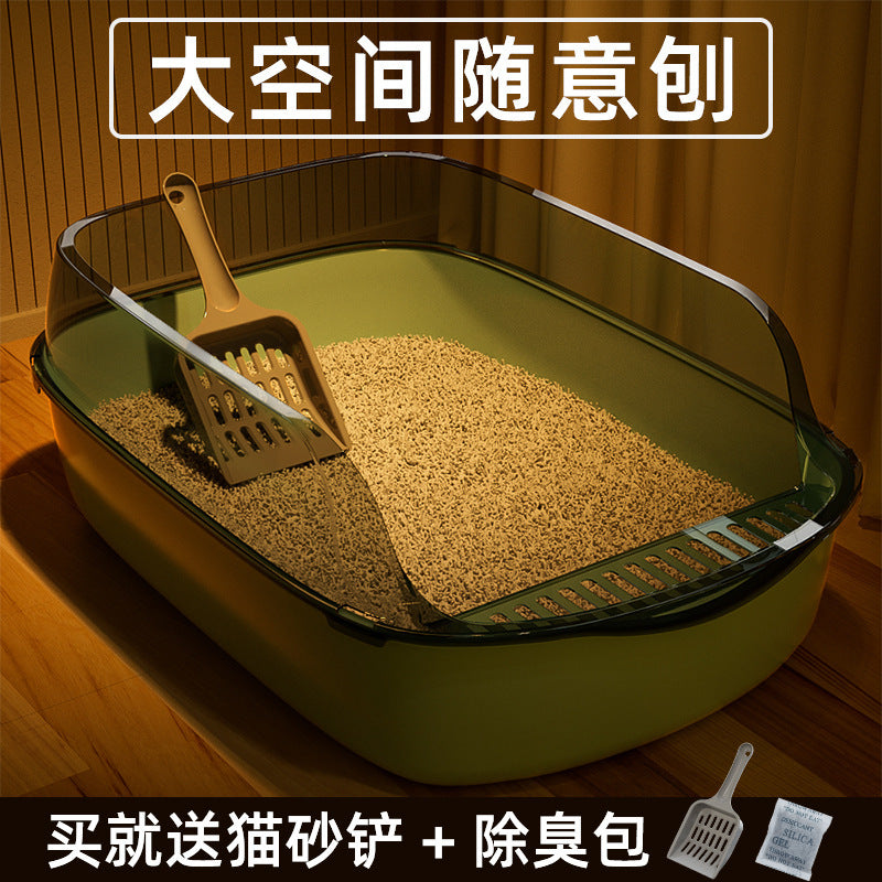 Litière extra-large semi-fermée pour chats, anti-odeur