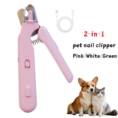 Coupe-ongles 2 en 1 avec LED pour chiens et chats, sûr et pratique.