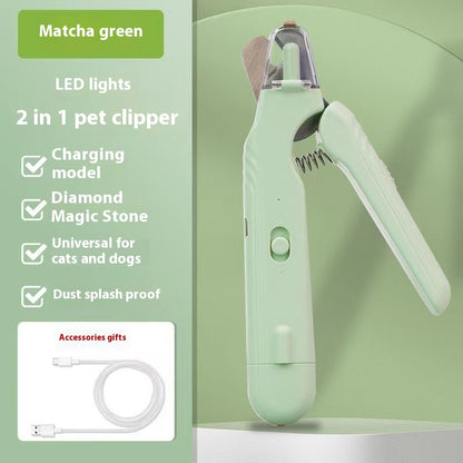 Coupe-ongles 2 en 1 avec LED pour chiens et chats, sûr et pratique.