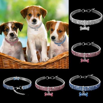 Collier bling avec cristaux pour chien et chat, élégant et confortable.