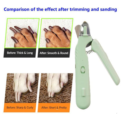 Coupe-ongles 2 en 1 avec LED pour chiens et chats, sûr et pratique.