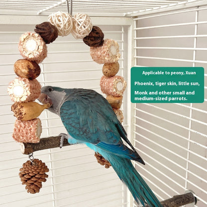 Balançoire Bois Naturel pour Perroquet - Papapattes