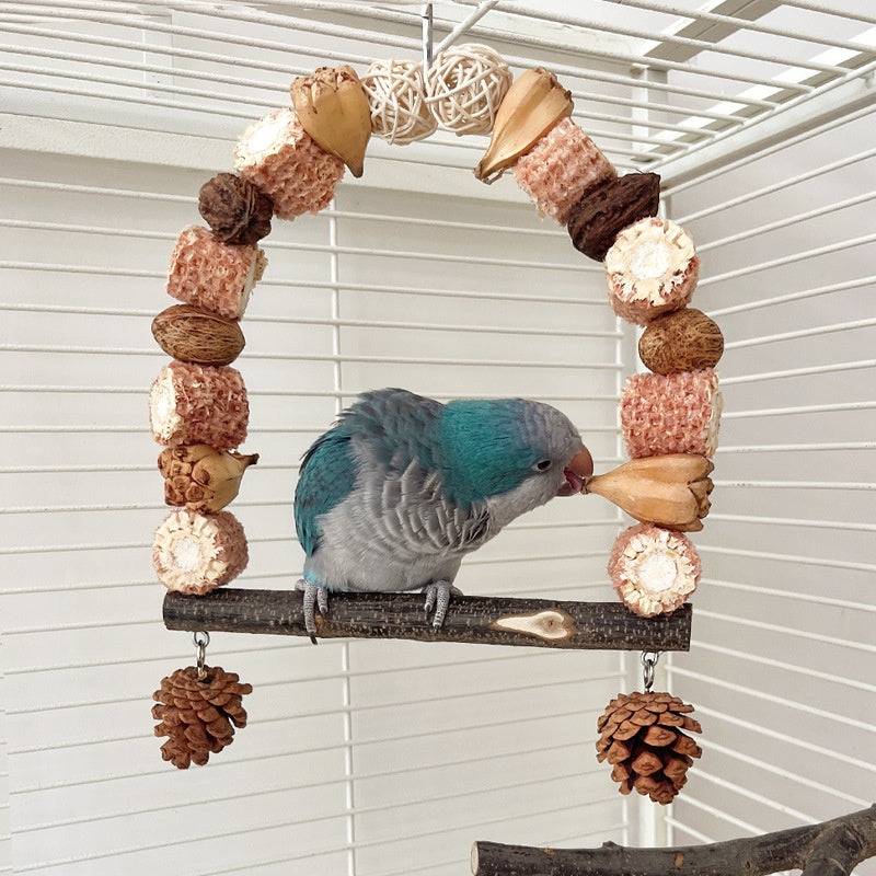 Balançoire Bois Naturel pour Perroquet - Papapattes