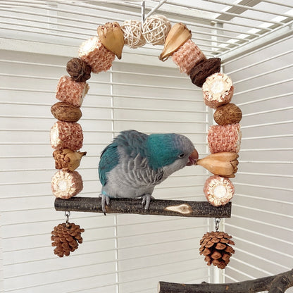 Balançoire Bois Naturel pour Perroquet - Papapattes