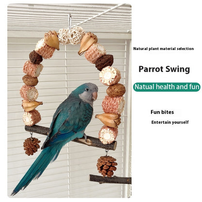 Balançoire Bois Naturel pour Perroquet - Papapattes