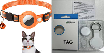 Collier réfléchissant étanche avec Airtag pour animaux en extérieur.