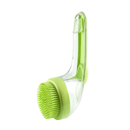 Brosse de bain ergonomique pour chiens et chats, douce et agréable au contact.