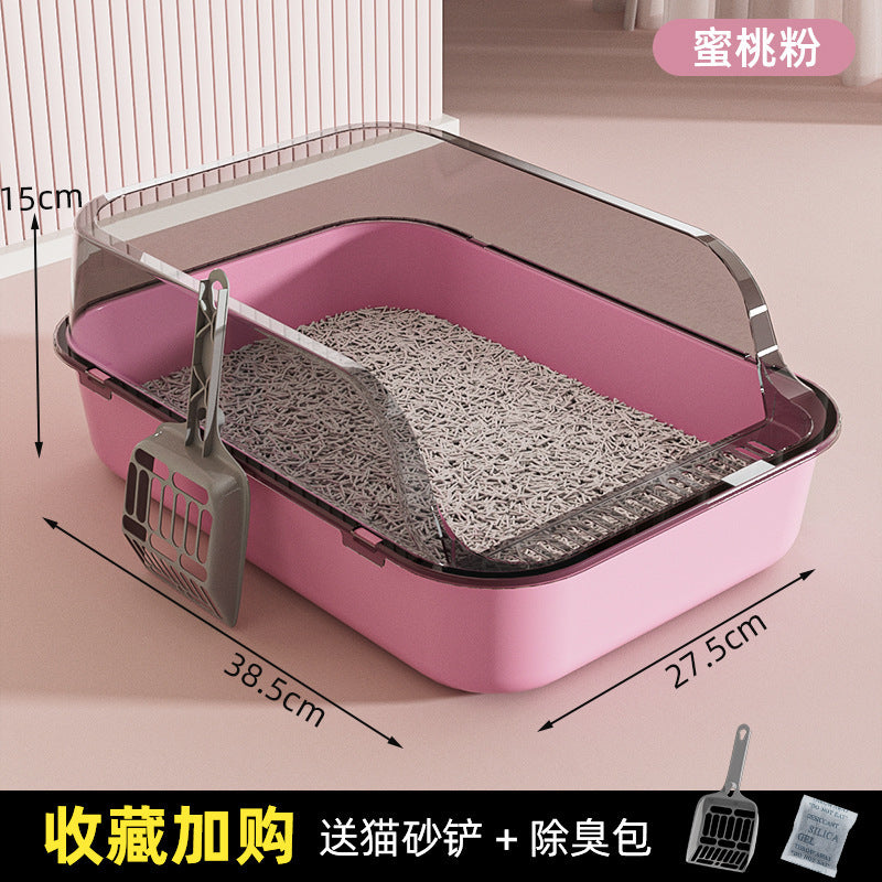Litière extra-large semi-fermée pour chats, anti-odeur