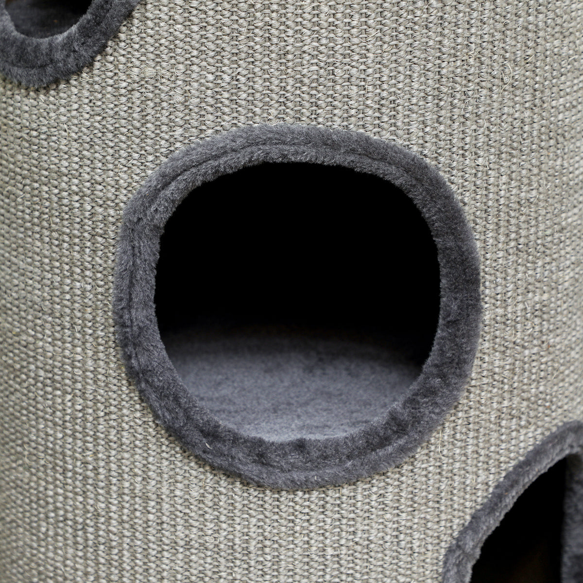 Tonneau à gratter pour chat, tour à griffer en sisal à 3 niveaux recouvert de peluche, Ø 38 x 70 cm, gris clair-7