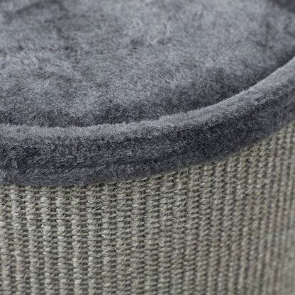 Tonneau à gratter pour chat, tour à griffer en sisal à 3 niveaux recouvert de peluche, Ø 38 x 70 cm, gris clair-8