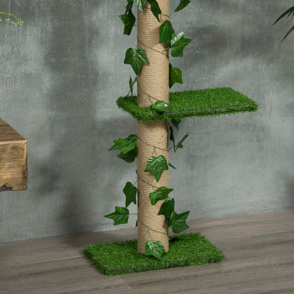 Arbre à chat poteau à griffer fixation plafond hauteur réglable 37 x 21 x 202- 242 cm 4 niveaux vert-8