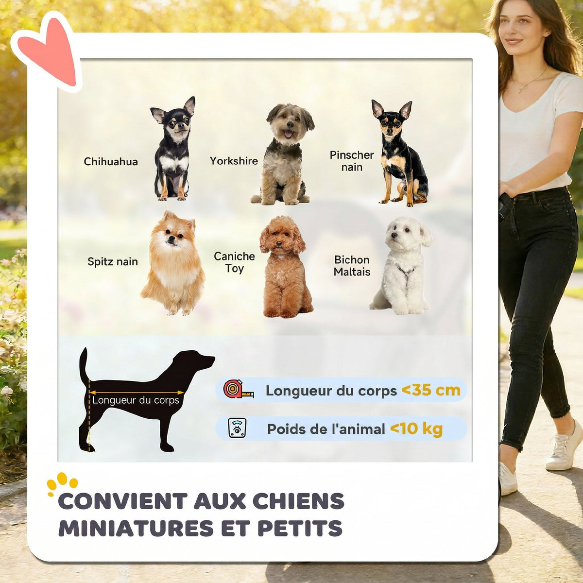 Poussette pour Chien 4 Roues, Chariot Pliable avec Auvent Réglable, Panier de Rangement, 77x44x102cm, Café-3